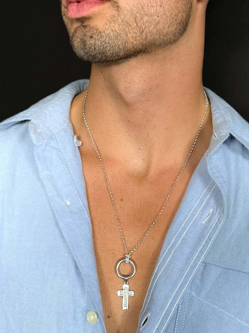 Amulet Holder Necklace with Cross Pendant - LeSilveStone