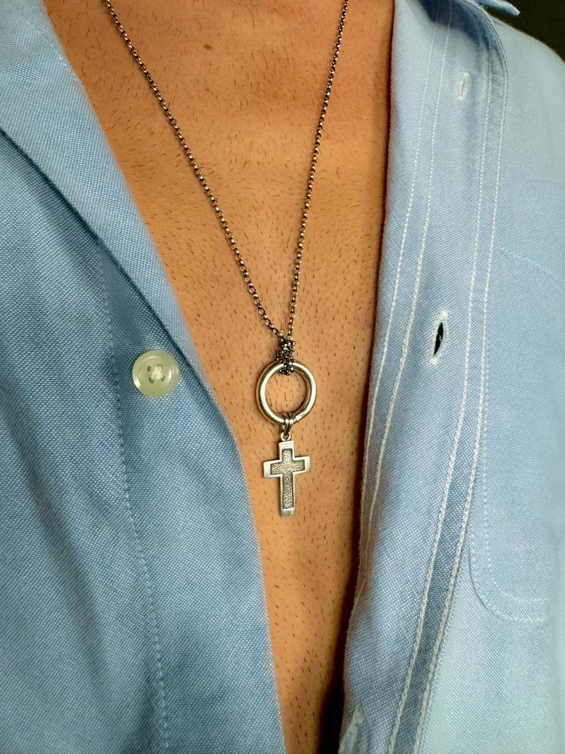 Amulet Holder Necklace with Cross Pendant - LeSilveStone