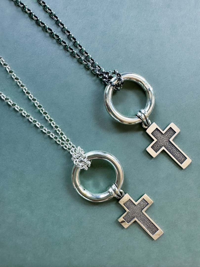 Amulet Holder Necklace with Cross Pendant - LeSilveStone