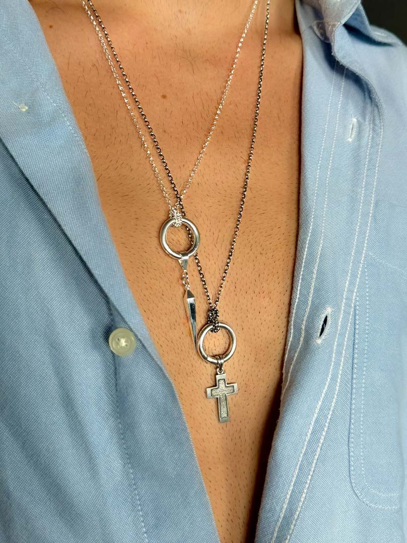 Amulet Holder Necklace with Cross Pendant - LeSilveStone