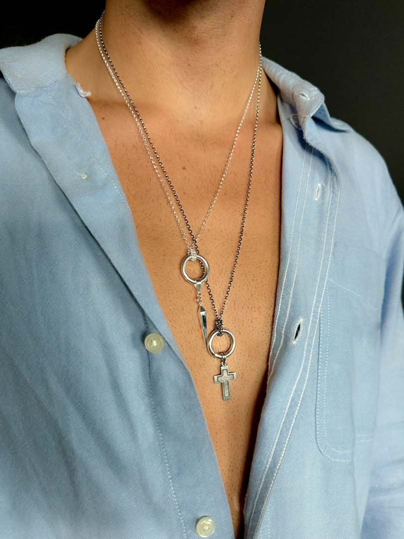 Amulet Holder Necklace with Cross Pendant - LeSilveStone