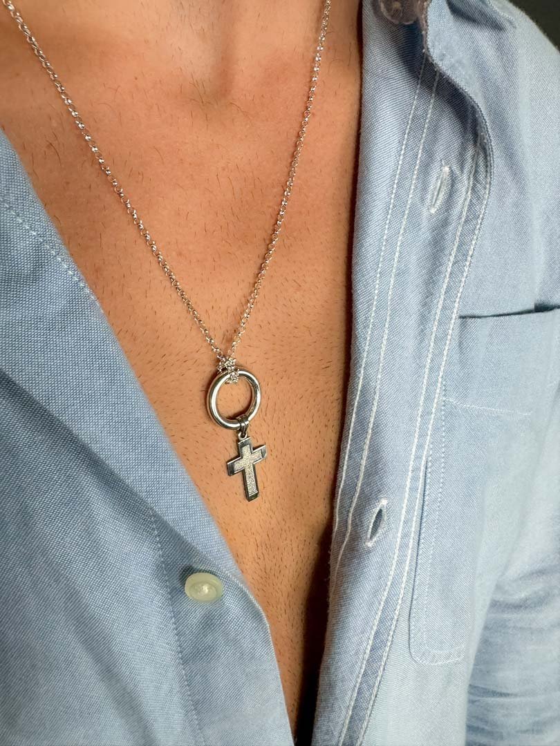 Amulet Holder Necklace with Cross Pendant - LeSilveStone