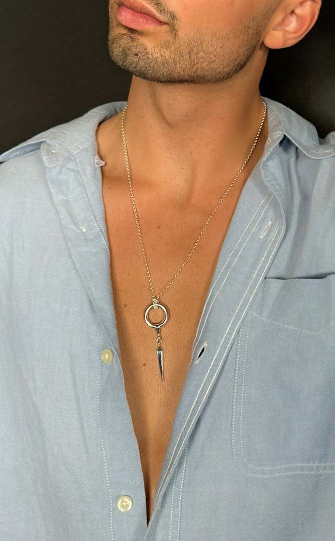 Amulet Holder Necklace with Spike Pendant - LeSilveStone