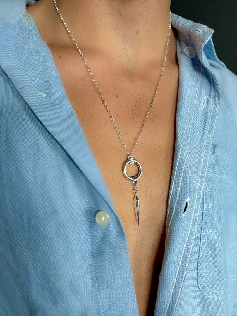 Amulet Holder Necklace with Spike Pendant - LeSilveStone