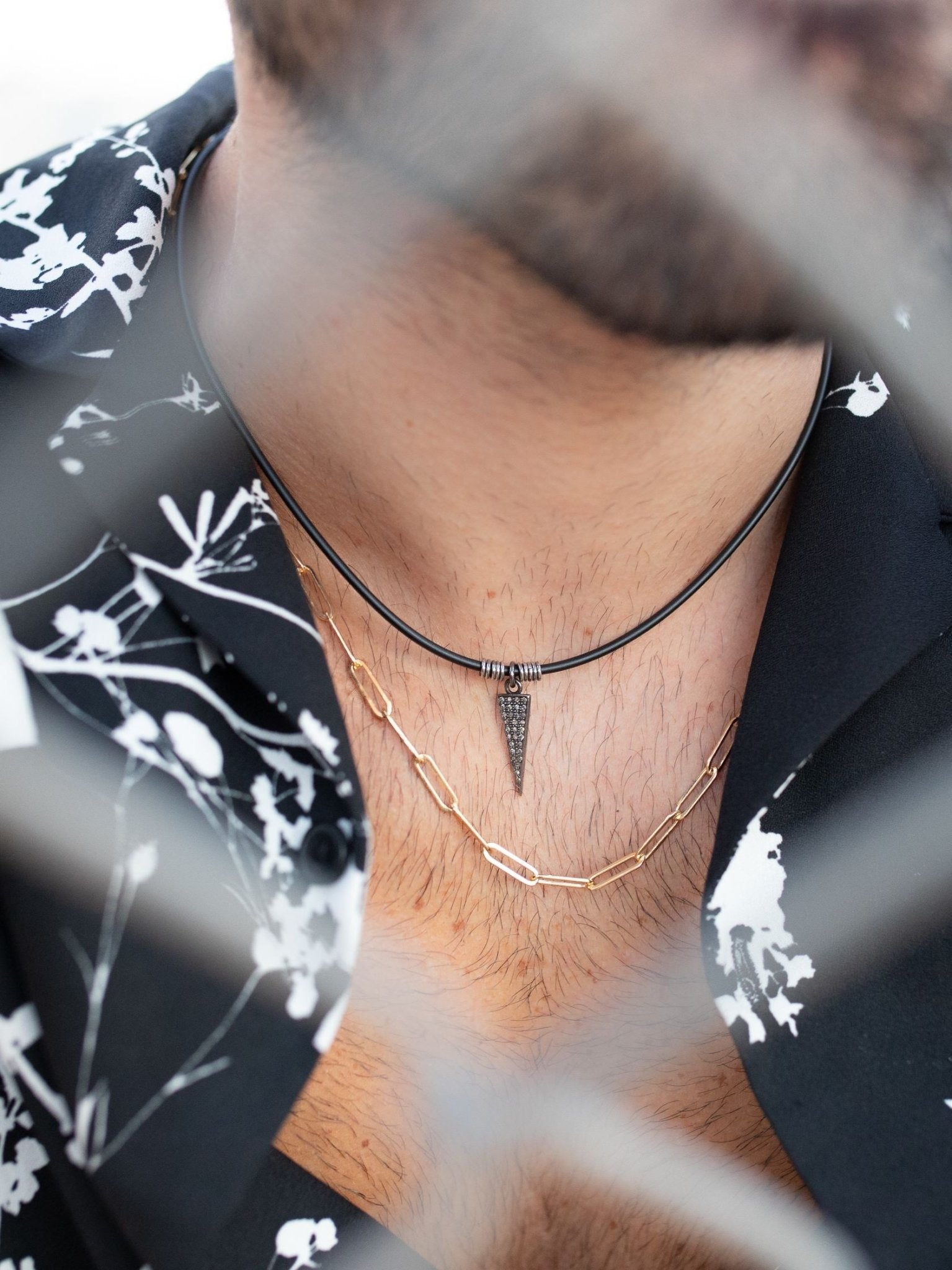 Black Diamond Arrow Necklace in Sterling Silver - LeSilveStone