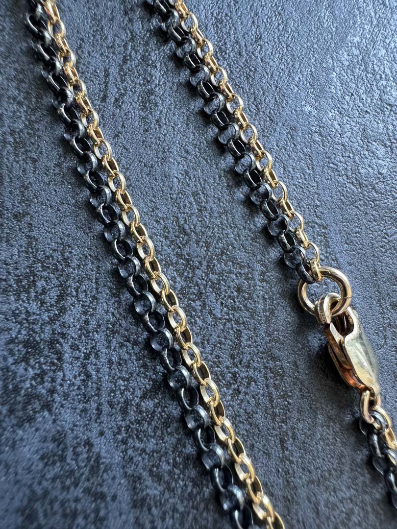 Classic Rolo Double Chain Black and Gold Bracelet - LeSilveStone