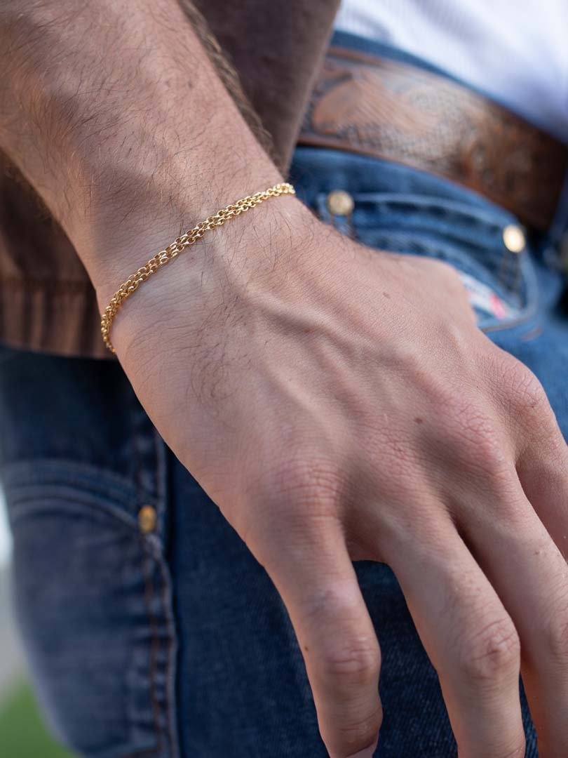 Classic Rolo Double Chain Bracelet in Gold - LeSilveStone
