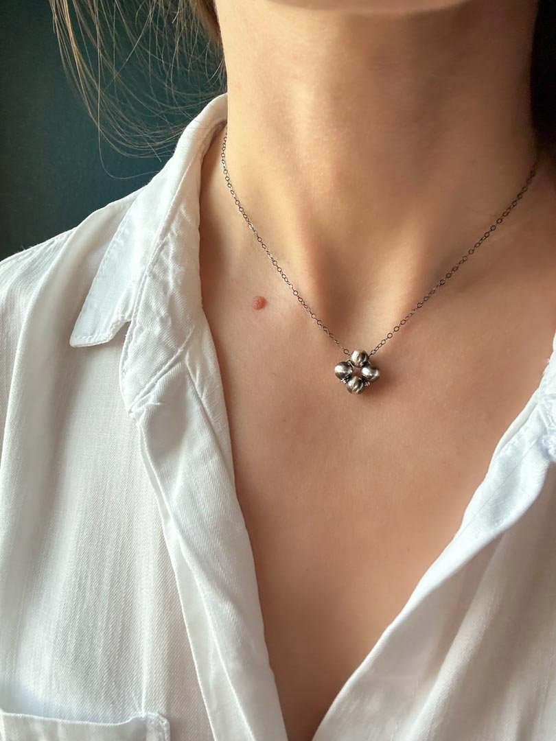 Dainty Floating Clover Necklace in Sterling Silver - LeSilveStone