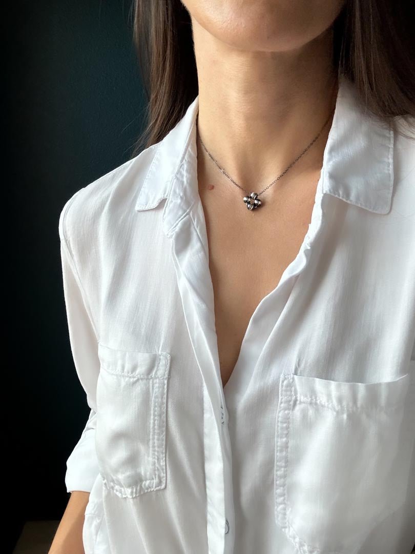 Dainty Floating Clover Necklace in Sterling Silver - LeSilveStone