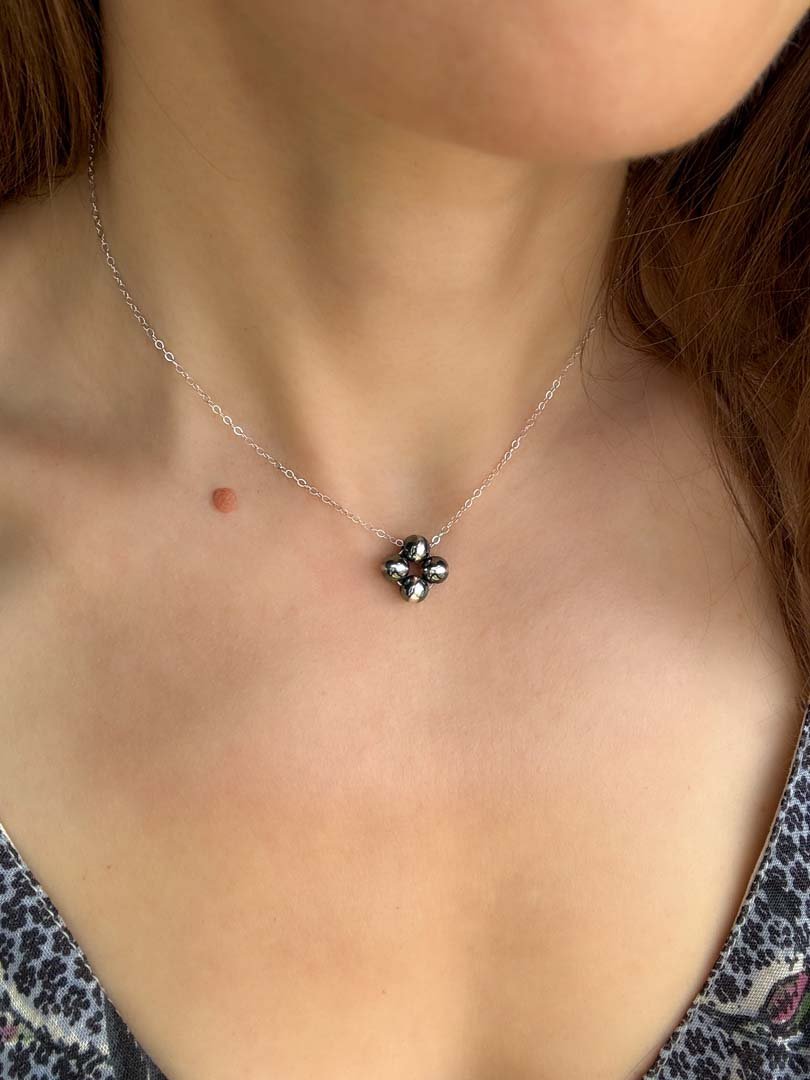 Dainty Floating Clover Necklace in Sterling Silver - LeSilveStone