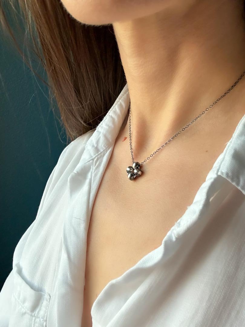 Dainty Floating Clover Necklace in Sterling Silver - LeSilveStone
