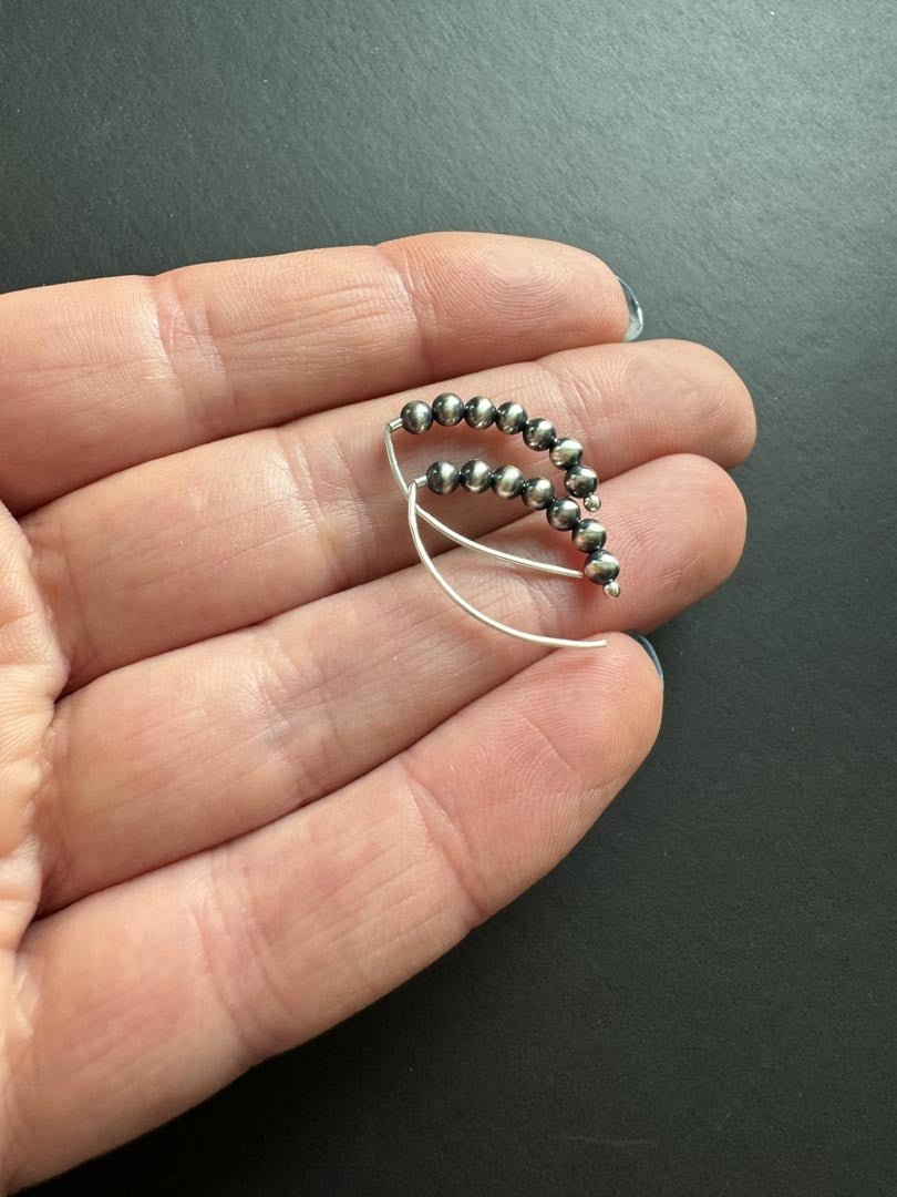 Dainty Western Navajo Pearl Style Threader Earrings - LeSilveStone