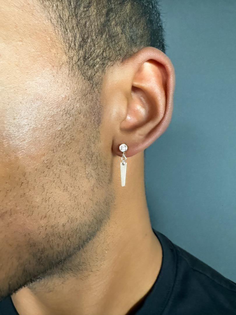 Dangle Spike Earrings with Cubic Zirconia Studs - LeSilveStone
