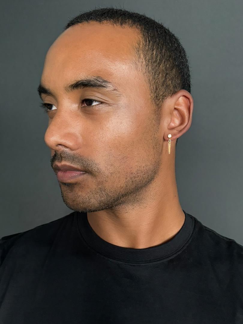 Dangle Spike Earrings with Cubic Zirconia Studs - LeSilveStone