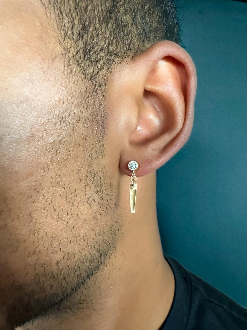 Dangle Spike Earrings with Cubic Zirconia Studs - LeSilveStone