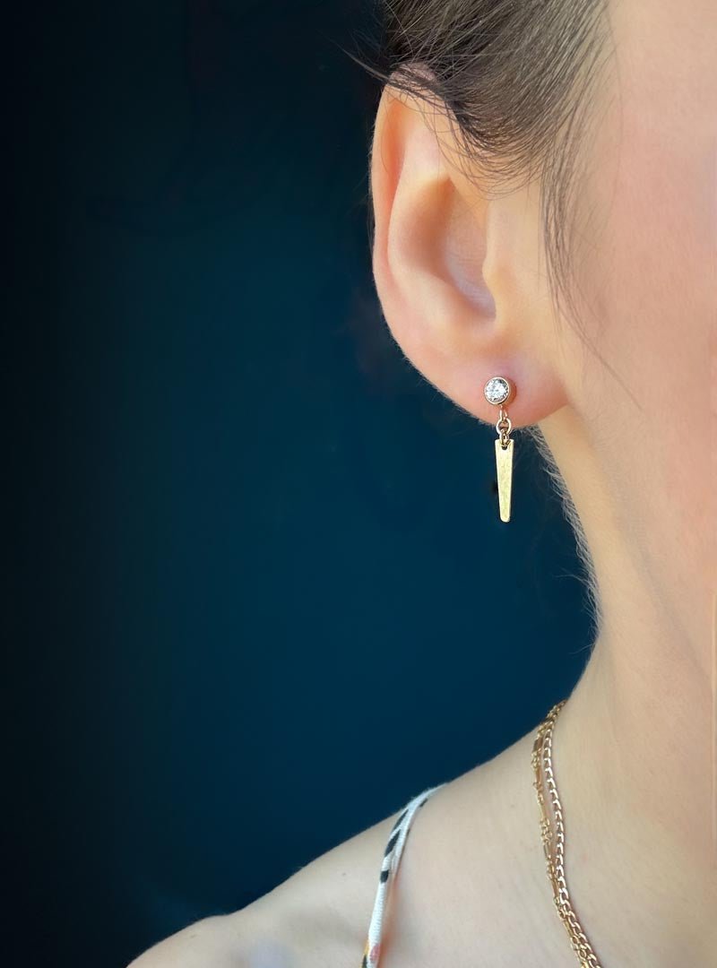 Dangle Spike Earrings with Cubic Zirconia Studs - LeSilveStone