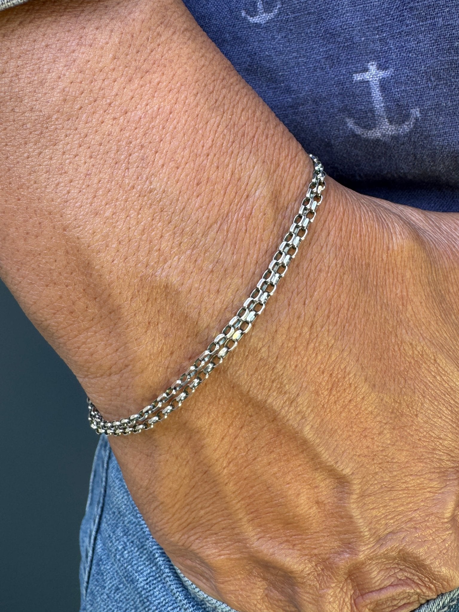 Diamond Cut Double Chain Bracelet in Sterling Silver - LeSilveStone