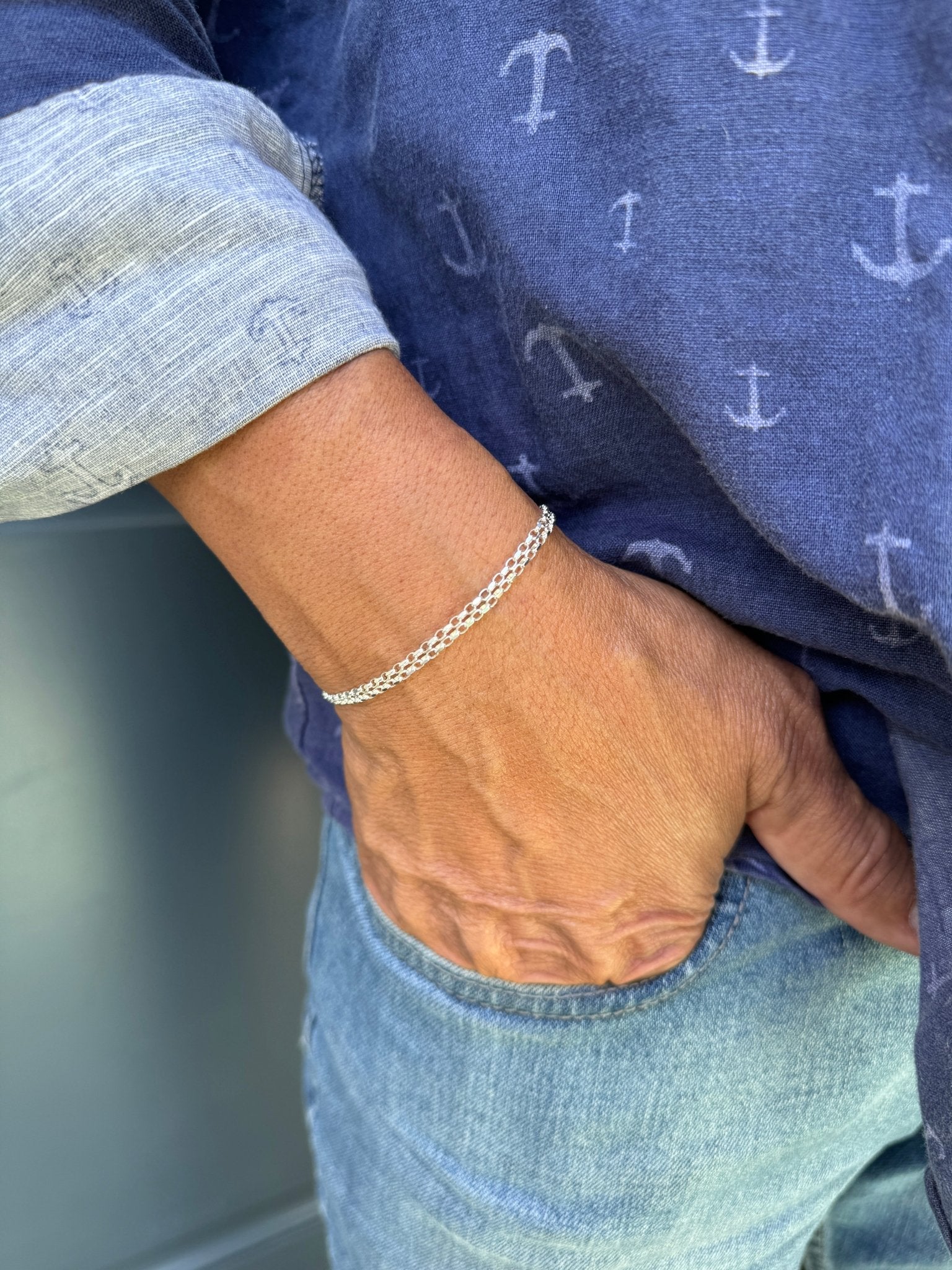 Diamond Cut Double Chain Bracelet in Sterling Silver - LeSilveStone