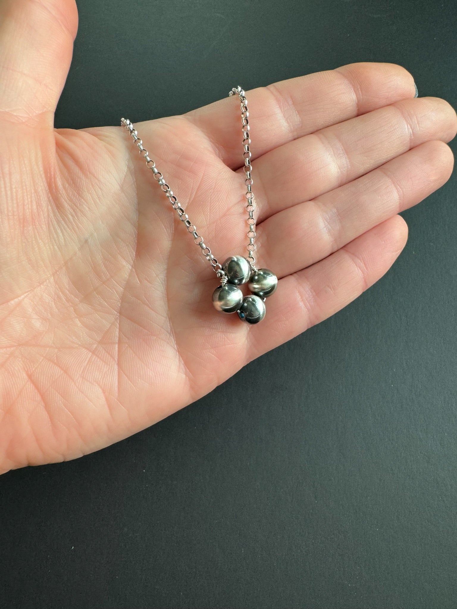 Floating Clover Necklace in Sterling Silver, L - LeSilveStone