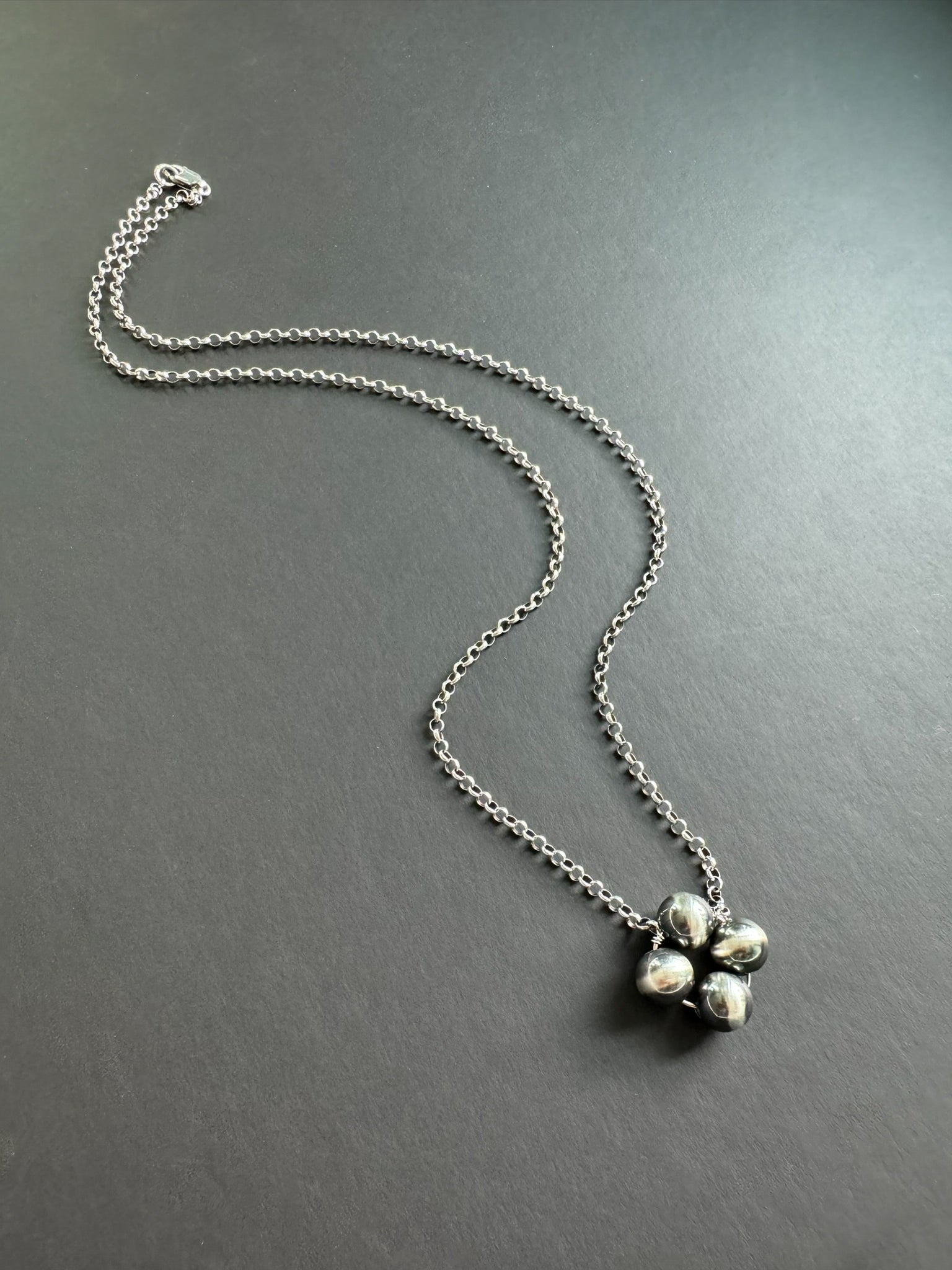 Floating Clover Necklace in Sterling Silver, L - LeSilveStone