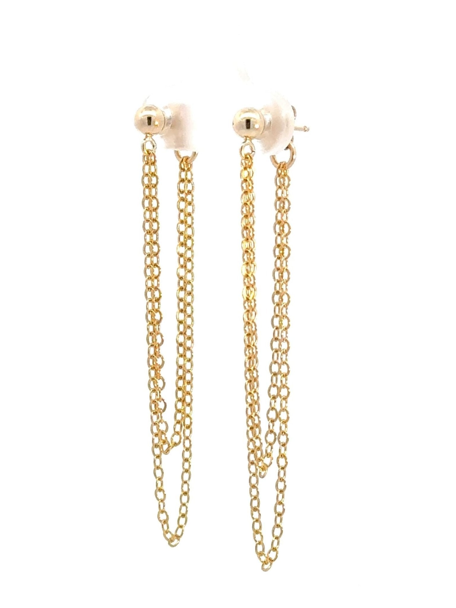Front and Back Double Chain Jacket Earrings - LeSilveStone
