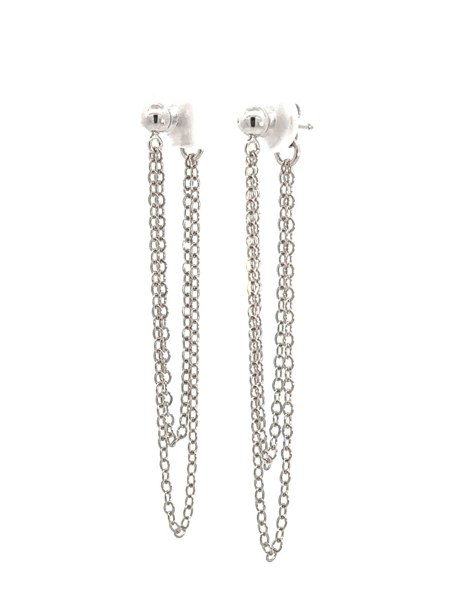 Front and Back Double Chain Jacket Earrings - LeSilveStone