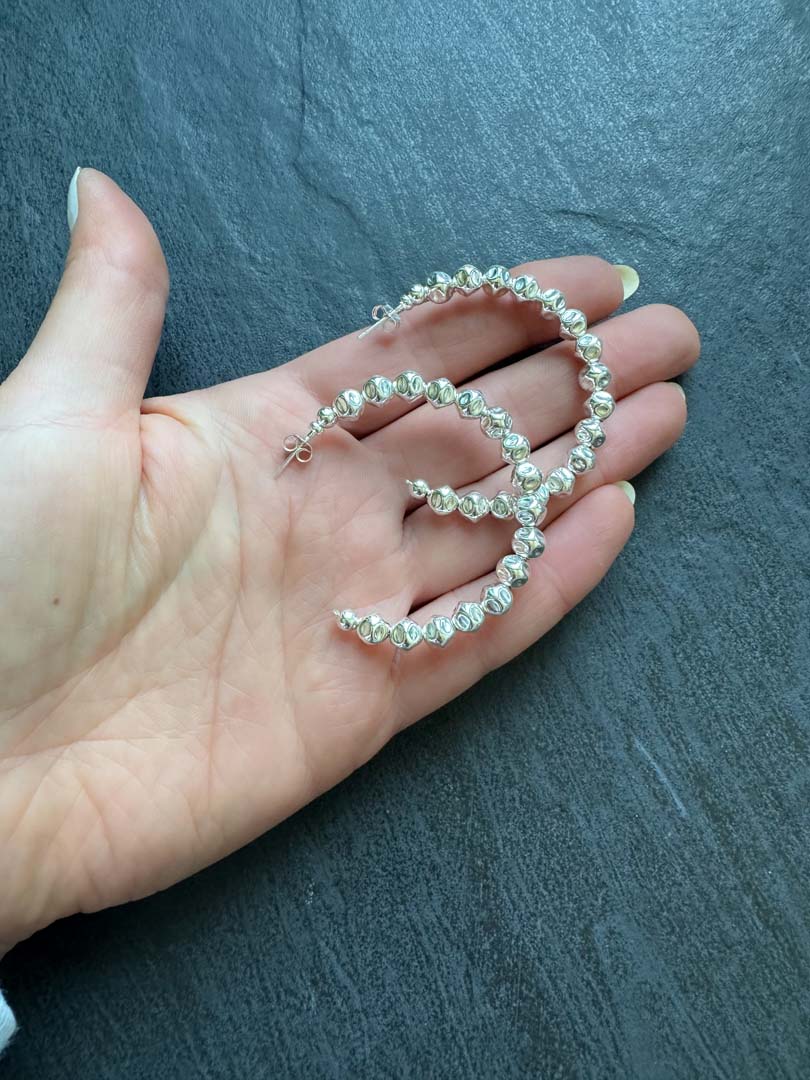 Large Baroque Bead Chunky Hoop Earrings (Copy) - LeSilveStone