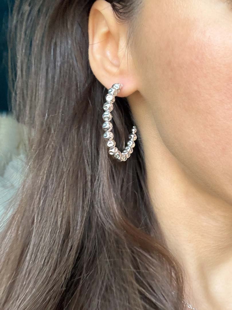 Large Baroque Bead Chunky Hoop Earrings (Copy) - LeSilveStone