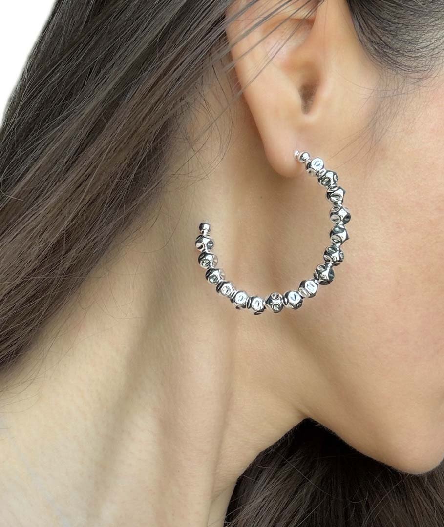 Large Baroque Bead Chunky Hoop Earrings (Copy) - LeSilveStone