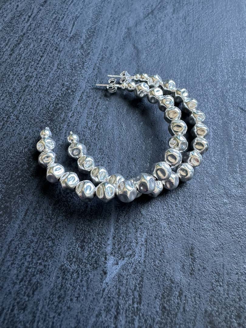 Large Baroque Bead Chunky Hoop Earrings (Copy) - LeSilveStone