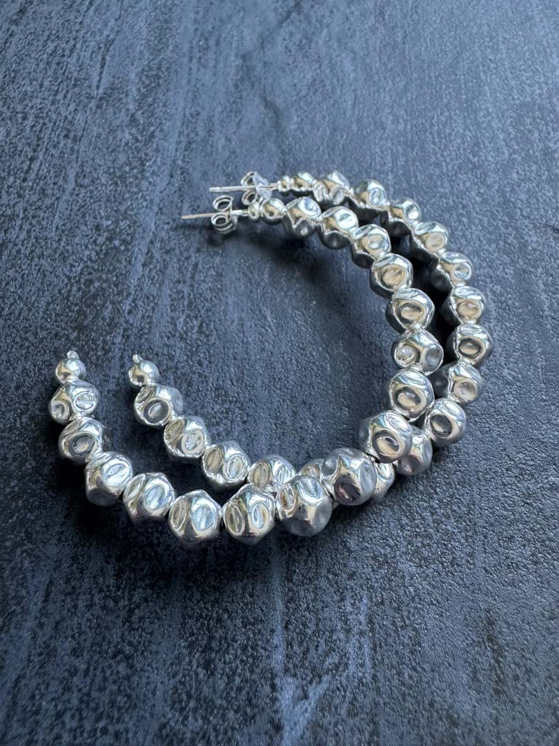 Large Baroque Bead Chunky Hoop Earrings (Copy) - LeSilveStone