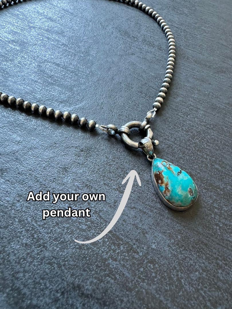 Large Spring Ring Navajo Pearl Style Necklace - LeSilveStone