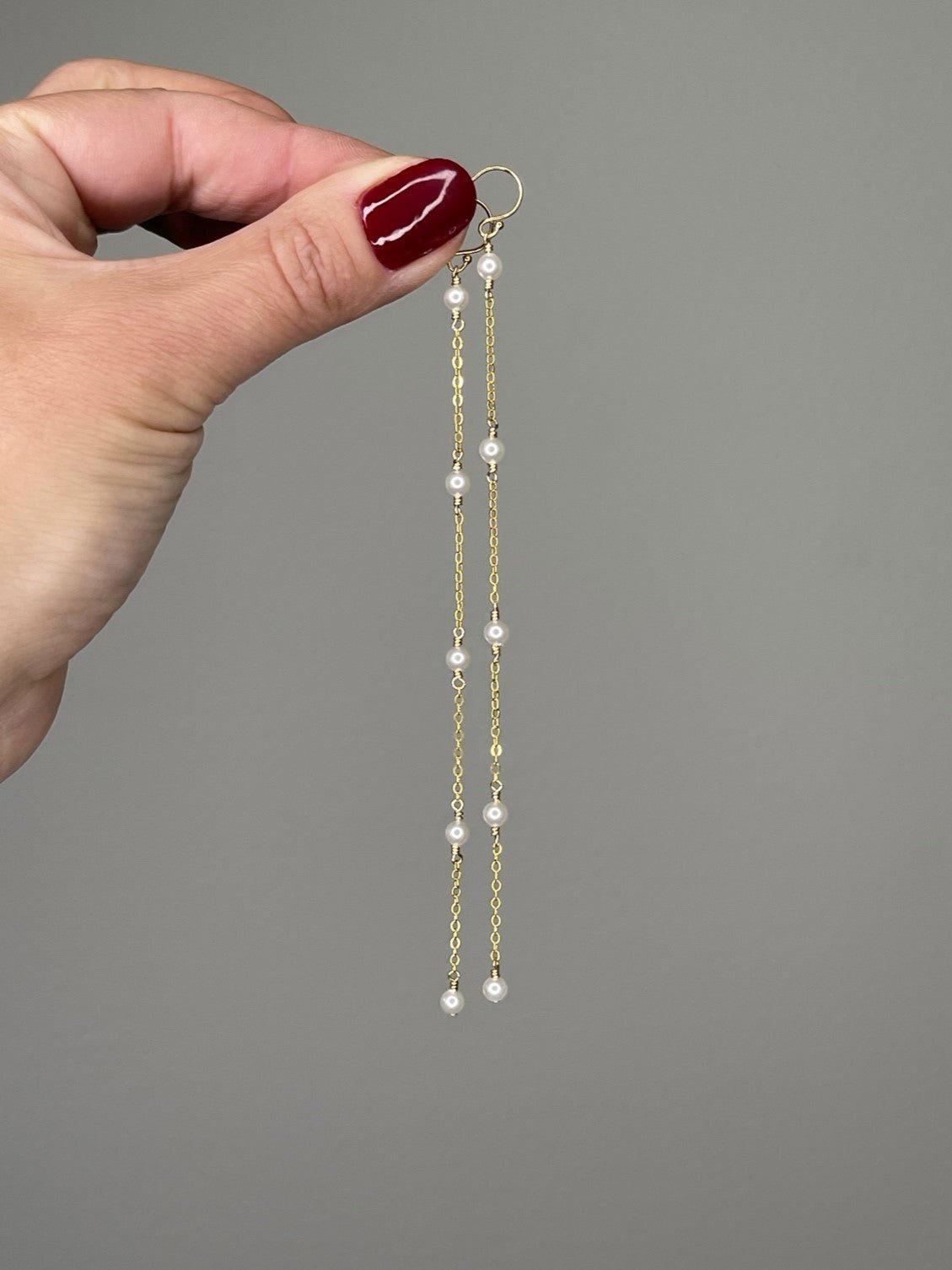 Long Beaded Pearl Drop Earrings - LeSilveStone