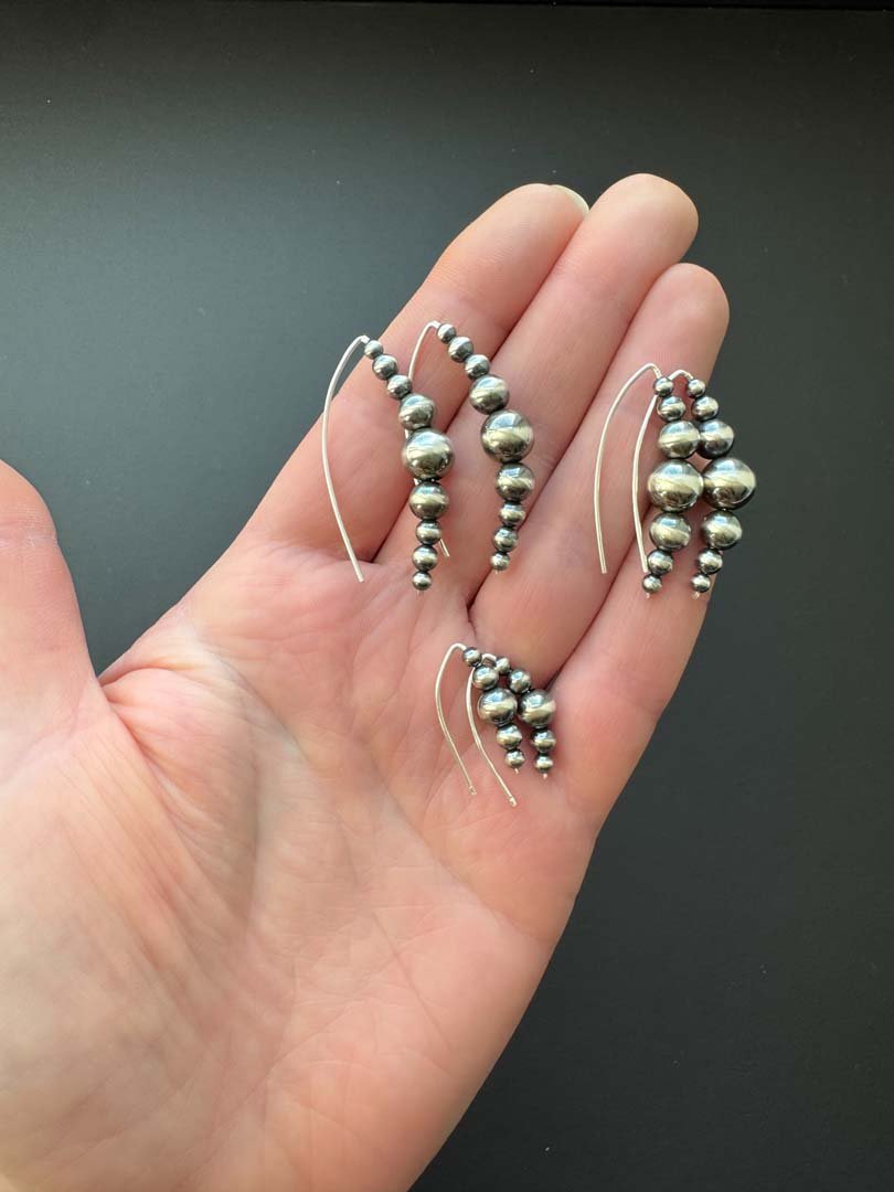 Long Navajo Pearl Style Threader Earrings - LeSilveStone