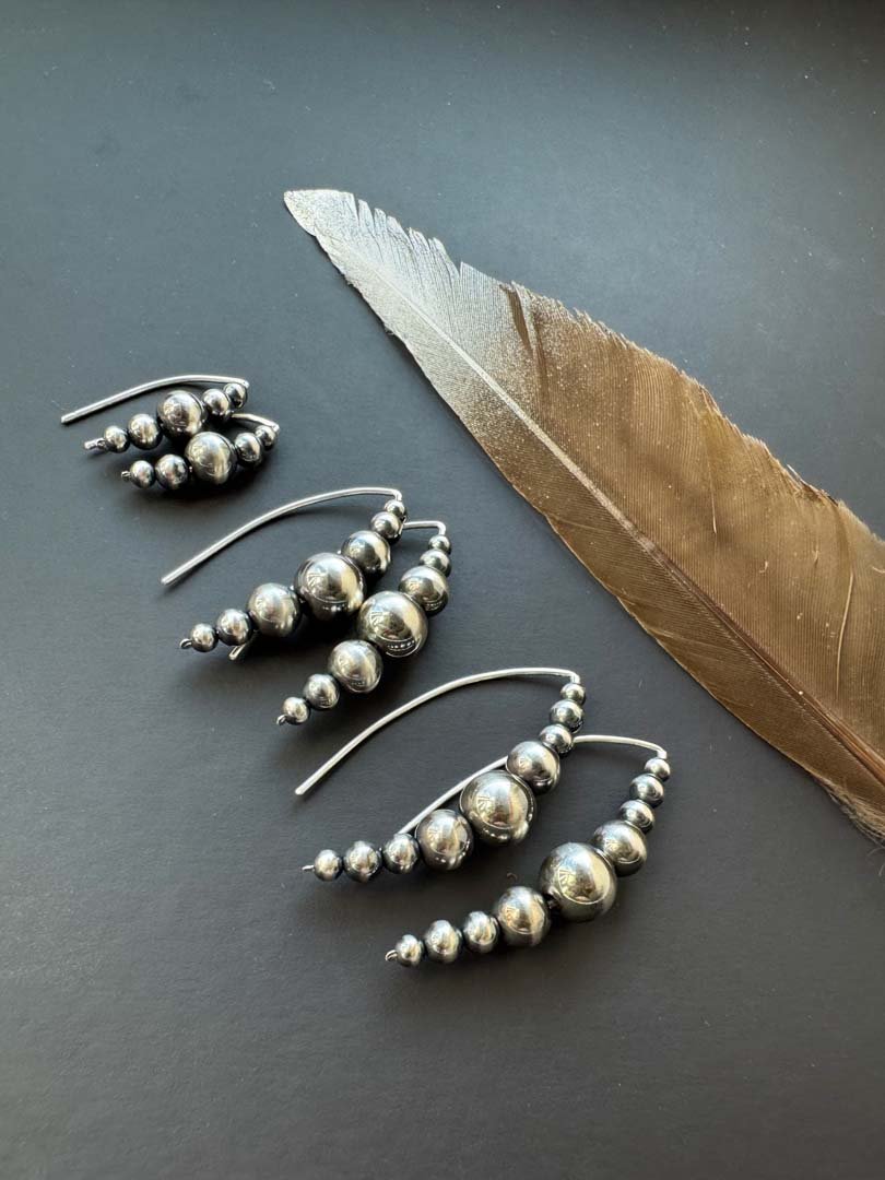 Long Navajo Pearl Style Threader Earrings - LeSilveStone