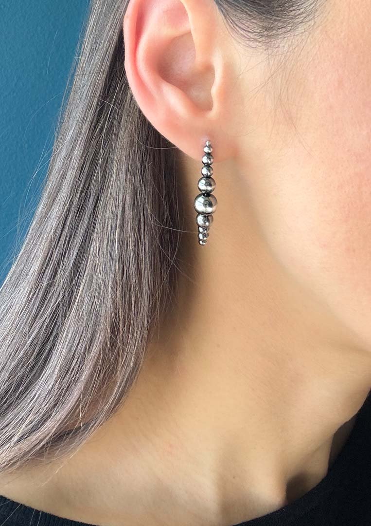 Long Navajo Pearl Style Threader Earrings - LeSilveStone