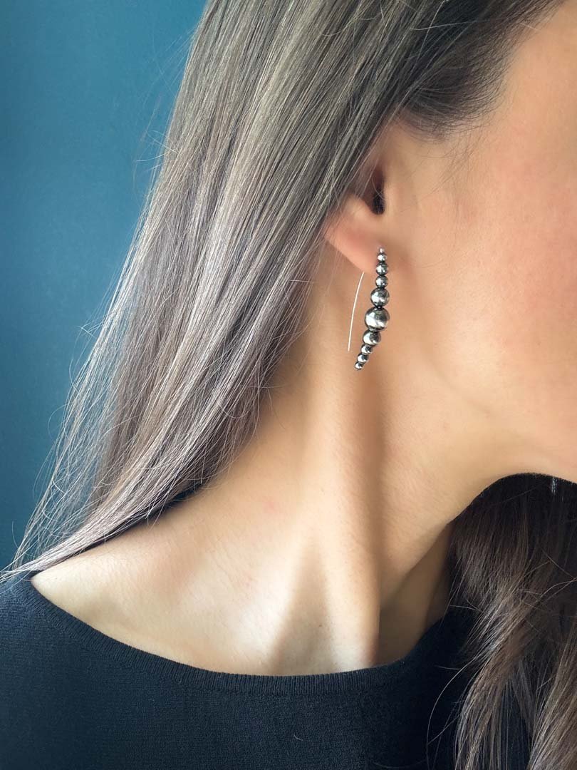 Long Navajo Pearl Style Threader Earrings - LeSilveStone