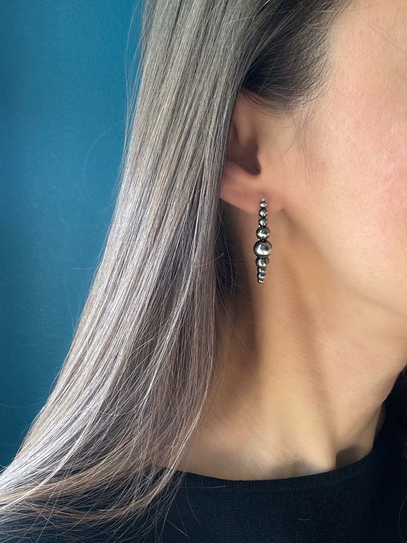 Long Navajo Pearl Style Threader Earrings - LeSilveStone