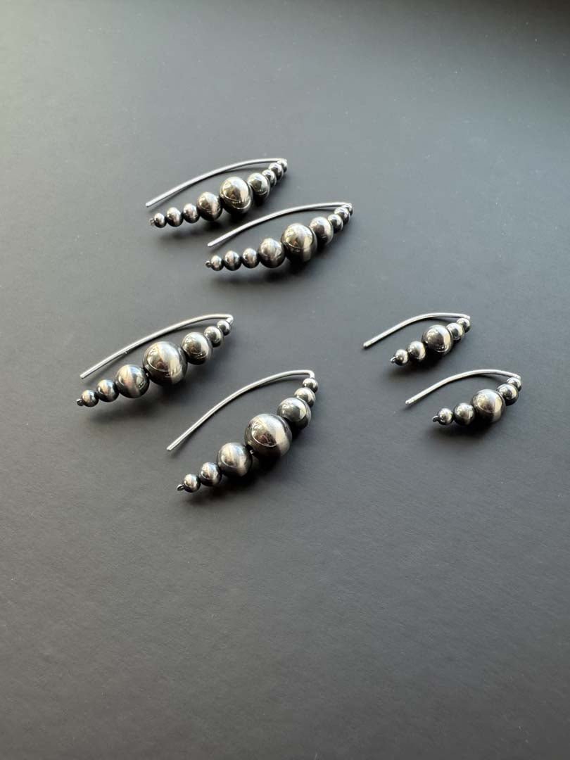 Long Navajo Pearl Style Threader Earrings - LeSilveStone