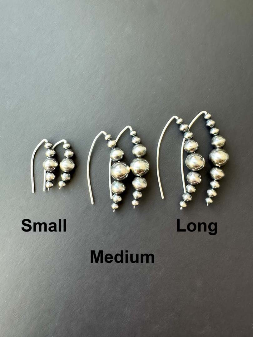 Long Navajo Pearl Style Threader Earrings - LeSilveStone