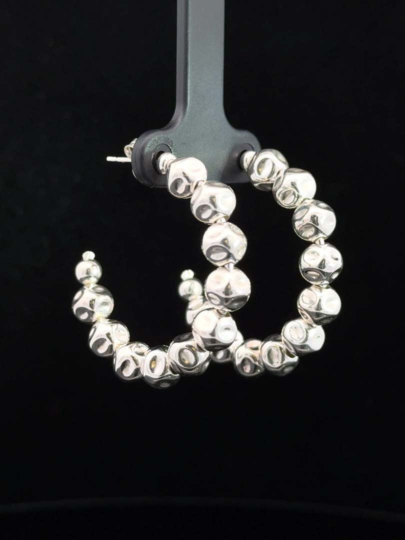 Medium Baroque Bead Chunky Hoop Earrings - LeSilveStone