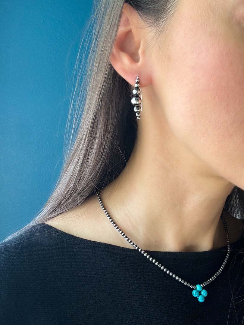 Medium Navajo Pearl Style Threader Earrings - LeSilveStone