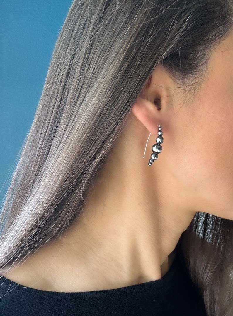 Medium Navajo Pearl Style Threader Earrings - LeSilveStone