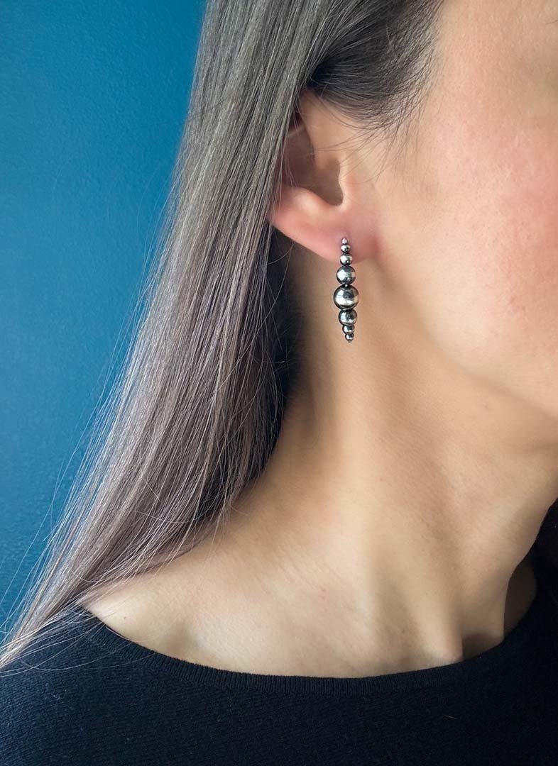 Medium Navajo Pearl Style Threader Earrings - LeSilveStone