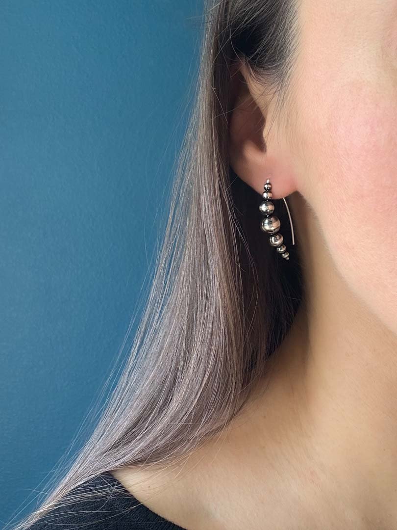 Medium Navajo Pearl Style Threader Earrings - LeSilveStone