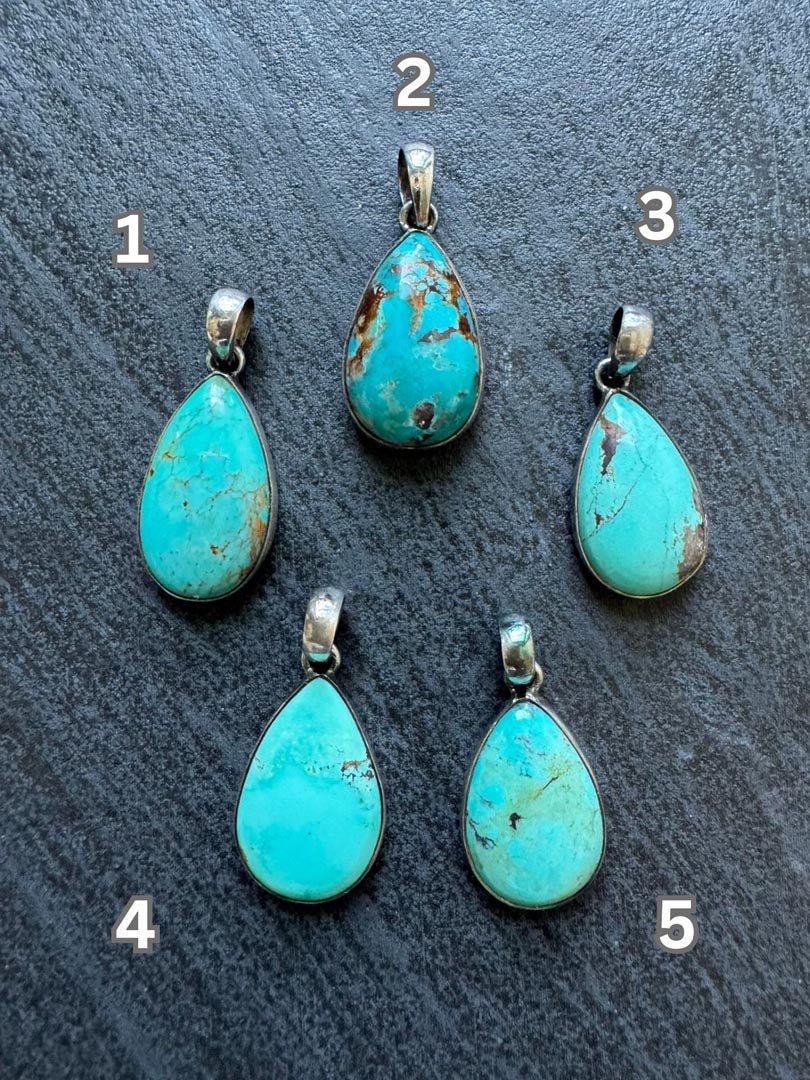 Medium Teardrop Kingman Turquoise Necklace - LeSilveStone