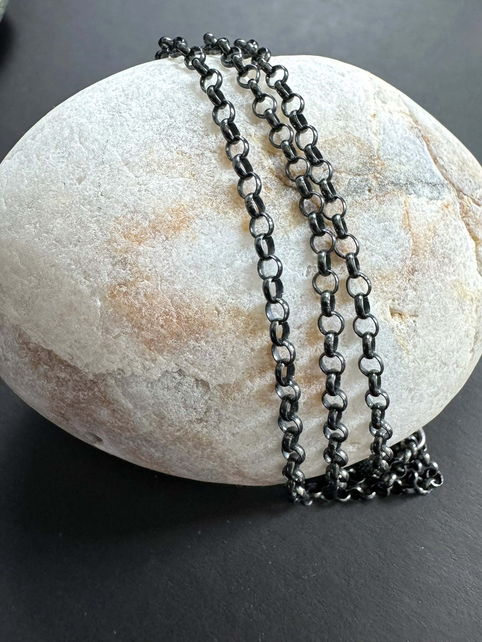 Round Rolo Chain Necklace in Sterling Silver - LeSilveStone