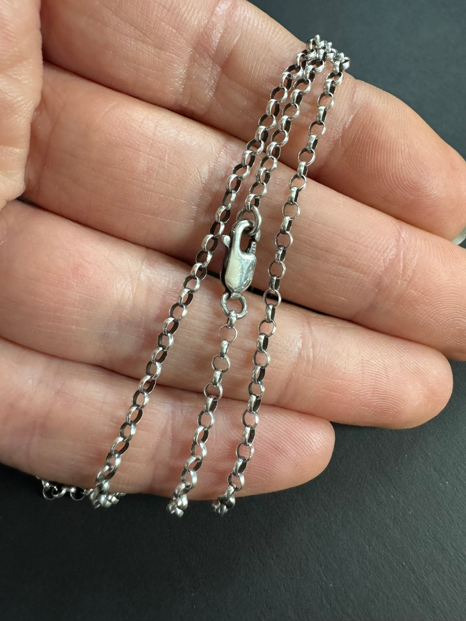 Round Rolo Chain Necklace in Sterling Silver - LeSilveStone