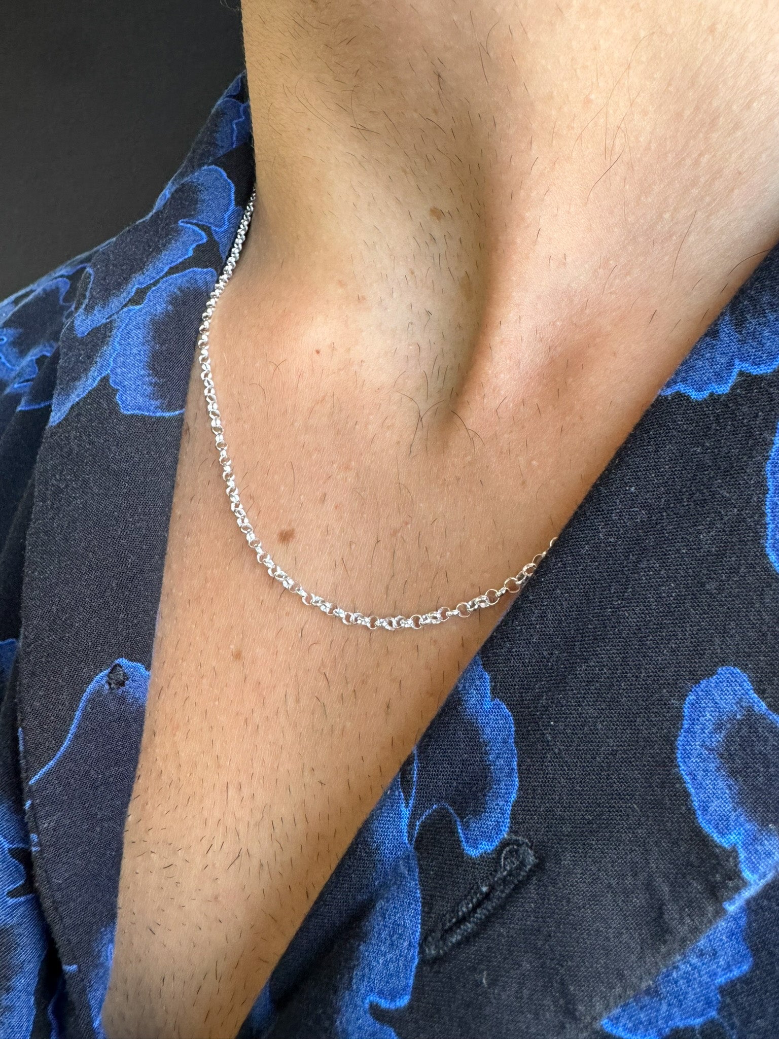 Round Rolo Chain Necklace in Sterling Silver - LeSilveStone