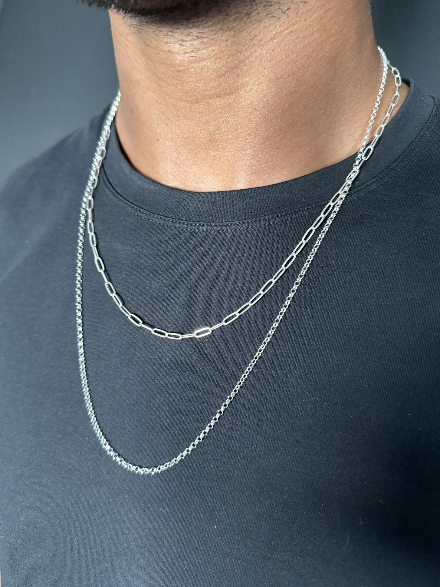Round Rolo Chain Necklace in Sterling Silver - LeSilveStone